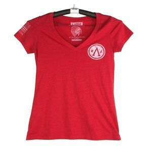 Rogue American Patriotic T-Shirt Women's Size Large Red V Neck Short Sleeve